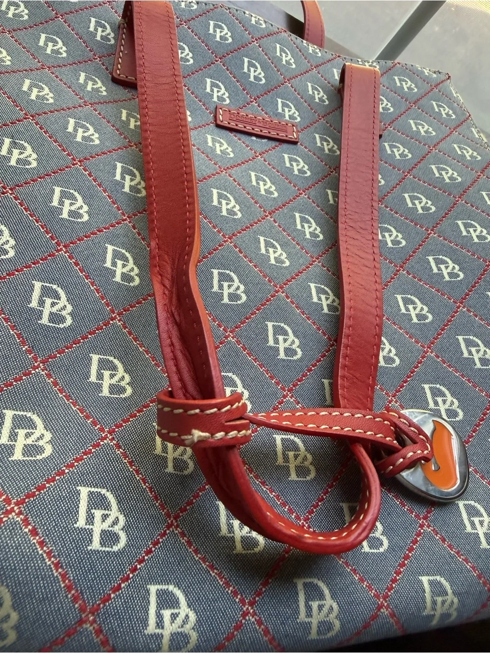 Dooney & Bourke Red Trim Monogram Tote